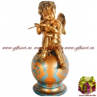 Ангел с флейтой. Небесные музыканты. Фарфор и бронза. Коллекция Небесные гирлянды. Ручная работа. Высота 25 см