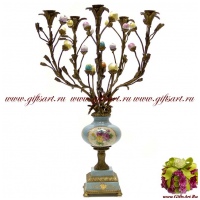 Подсвечник на 5 свечей. Фарфор и бронза. Декор Прованс. Ручная работа. Высота 52 см