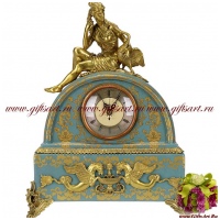 Часы каминные. Фарфор и бронза. Девушка с лебедем. Коллекция Небесные гирлянды. Ручная работа. 40 см