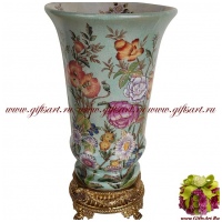 Ваза. Фарфор и бронза. Декор Цветущее лето. Ручная работа. Высота 30 см