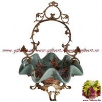 Ваза конфетница. Фарфор и бронза. Декор Цветущее лето. Ручная работа. Высота 31 см