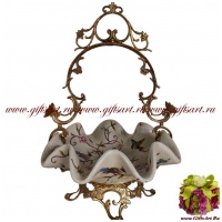 Ваза конфетница. Фарфор и бронза. Декор Весенние радости. Ручная работа. Высота 31 см