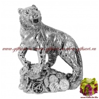 Тигр cимвол года 2022 на монетах. Посеребрение. Высота 11 см. Подарочная упаковка. Италия