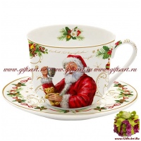 Чайная пара фарфоровая большая &quot;Магия Рождества&quot; 400 мл Подарочная упаковка