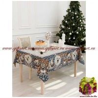 Скатерть гобеленовая новогодняя Новый год в лесу. Размер 140 х 180 см. Россия