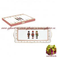 Блюдо новогоднее фарфор &quot;Щелкунчик&quot; Длина 35 см Подарочная упаковка