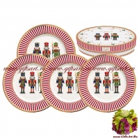 Набор из 4-х десертных тарелок новогодняя посуда фарфор &quot;Щелкунчик&quot; 19 см Подарочная упаковка