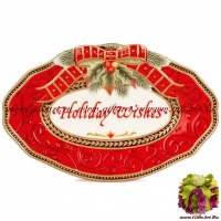 Блюдо. Серия Дамаск. Новогодняя посуда Fitz and Floyd Длина 26 см