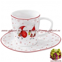 Чайная пара фарфоровая &quot;Гномы&quot; 250 мл Подарочная упаковка Christmas gnomes Easy Life