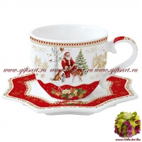 Чайная пара фарфоровая &quot;Новогодние сувениры&quot; 250 мл Подарочная упаковка Christmas ornaments Easy Life