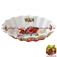 Блюдо фарфоровое &quot;Новогодние сувениры&quot; 25 х 17 см Подарочная упаковка Christmas ornaments Easy Life