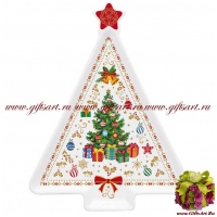 Блюдо треугольное фарфоровое &quot;Новогодние украшения&quot; 21 х 16 см Подарочная упаковка Christmas ornaments Easy Life