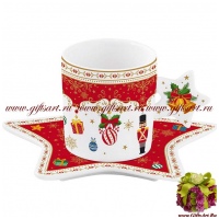 Чайная пара фарфоровая &quot;Новогодние украшения&quot; 175 мл Подарочная упаковка Christmas ornaments Easy Life