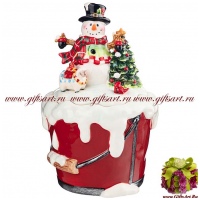 Банка для конфет и печенья &quot;Весёлый снеговик&quot;. Керамика. Высота 28 см