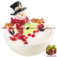 Чаша "Весёлый снеговик". Керамика. Длина 18 см - вид 1 миниатюра