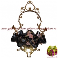 Ваза конфетница. Фарфор и бронза. Декор Волшебная ночь. Ручная работа. Высота 34 см