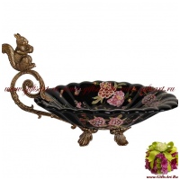 Вазочка со стрекозой. Фарфор и бронза. Декор Волшебная ночь. Ручная работа. 24 см