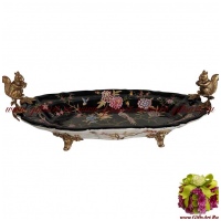 Блюдо Белочки с орешками. Фарфор и бронза. Декор Волшебная ночь. Ручная работа. Длина 37 см - вид 1 миниатюра