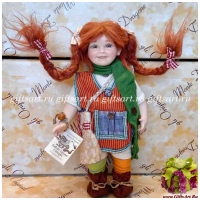 Кукла фарфоровая Montedragone Pippi Calzelunghe Пэппи Длинный чулок. Высота 24 см. Италия