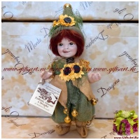 Фарфоровая кукла Montedragone Folletto 4 Stagioni Estate Гном Лето. 20 см. Италия