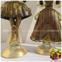 Дама и Кавалер Венецианцы Муранское стекло Чёрные с золотом. Италия. Высота 24 см - вид 3 миниатюра