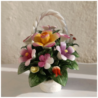 Корзина цветов. Фарфоровая композиция. 1987726. Длина 11 см - вид 1 миниатюра