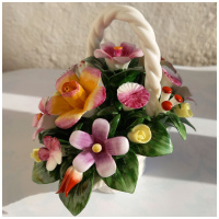 Корзина цветов. Фарфоровая композиция. 1987726. Длина 11 см - вид 2 миниатюра