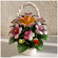 Корзина цветов. Фарфоровая композиция. 1987726. Длина 11 см - вид 3 миниатюра