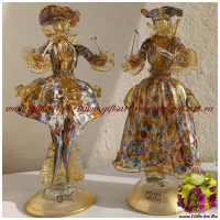 Дама и Кавалер Венецианцы Муранское стекло. Миллефиоре с золотом. Италия. 2022. Высота 24 см