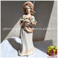 Девушка с тюльпанами. Фарфоровая статуэтка. Sabadin. 31 см. Италия