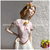 Девушка с зонтиком. Фарфоровая статуэтка. Sabadin. 28 см. Италия - вид 2 миниатюра