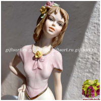 Девушка с зонтиком. Фарфоровая статуэтка. Sabadin. 28 см. Италия - вид 3 миниатюра