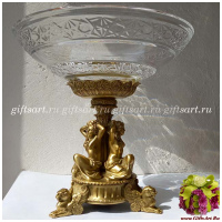 Ваза Три Музы. Хрусталь и бронза. Коллекция Дворцовые традиции. Ручная работа. Диаметр 33 см - вид 2 миниатюра