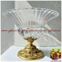 Ваза Осень золотая. Хрусталь и бронза. Коллекция Дворцовые традиции. Ручная работа. Диаметр 34 см