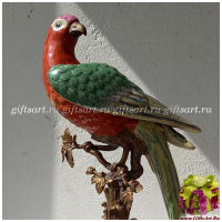 Попугай Ара красный. Фарфор и бронза. Ручная работа. Высота 37 см - вид 1 миниатюра