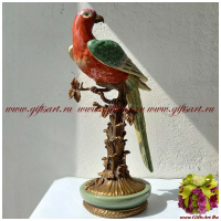 Попугай Ара красный. Фарфор и бронза. Ручная работа. Высота 37 см - вид 2 миниатюра