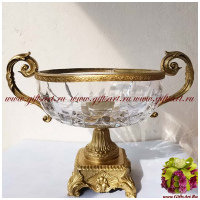 Ваза. Хрусталь и бронза. Коллекция Дворцовые традиции. Ручная работа. Длина 32 см