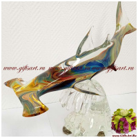 Рыба-молот. Муранское стекло в технике Calcedonio. Авторская ручная работа. Италия. Длина 47 см - вид 1 миниатюра