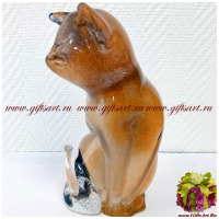 Фигурка Золотой кот Муранское стекло. Серия Парадайз. Подпись автора. Италия. Высота 19 см