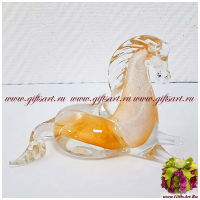 Фигурка Золотой конь Муранское стекло. Серия Кристалл. Италия. Длина 14 см