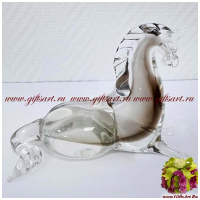 Фигурка Дымчатый конь Муранское стекло. Серия Кристалл. Италия. Длина 14 см