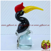 Тукан. Стеклянная фигурка в стиле Мурано. Венецианское стекло. Высота 17 см. - вид 2 миниатюра