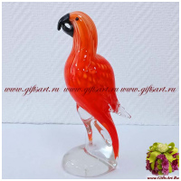 Попугай из Амазонии. Стеклянная фигурка в стиле Мурано. Венецианское стекло. Высота 20 см. - вид 1 миниатюра