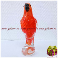 Попугай из Амазонии. Стеклянная фигурка в стиле Мурано. Венецианское стекло. Высота 20 см. - вид 2 миниатюра