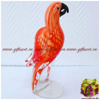 Попугай из Амазонии. Стеклянная фигурка в стиле Мурано. Венецианское стекло. Высота 20 см. - вид 3 миниатюра