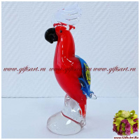 Попугай Какаду. Стеклянная фигурка в стиле Мурано. Венецианское стекло. Высота 20 см.