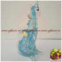 Фигурка Серебристо-небесная кошечка. Муранское стекло. Серия Кристалл. Италия. Высота 17 см - вид 2 миниатюра