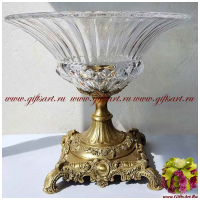 Ваза фруктовница Монако. Хрусталь и бронза. Коллекция Дворцовые традиции. Ручная работа. Диаметр 35 см