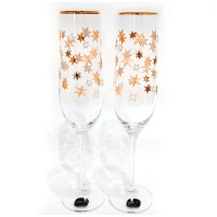 Бокалы для шампанского новогодние 2 штуки. Богемское стекло. 200 мл. Bohemia Crystal. 40097 Чехия