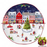 Тарелка десертная фарфоровая Зимняя деревня Easy Life 21 см Подарочная упаковка